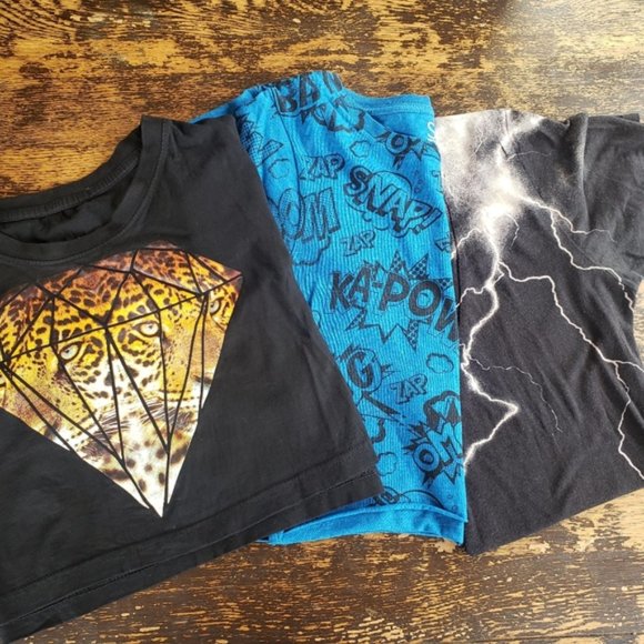 T-Shirt Trio, 2 Crop Tops & 1 Graphic Tee - Picture 1 of 7